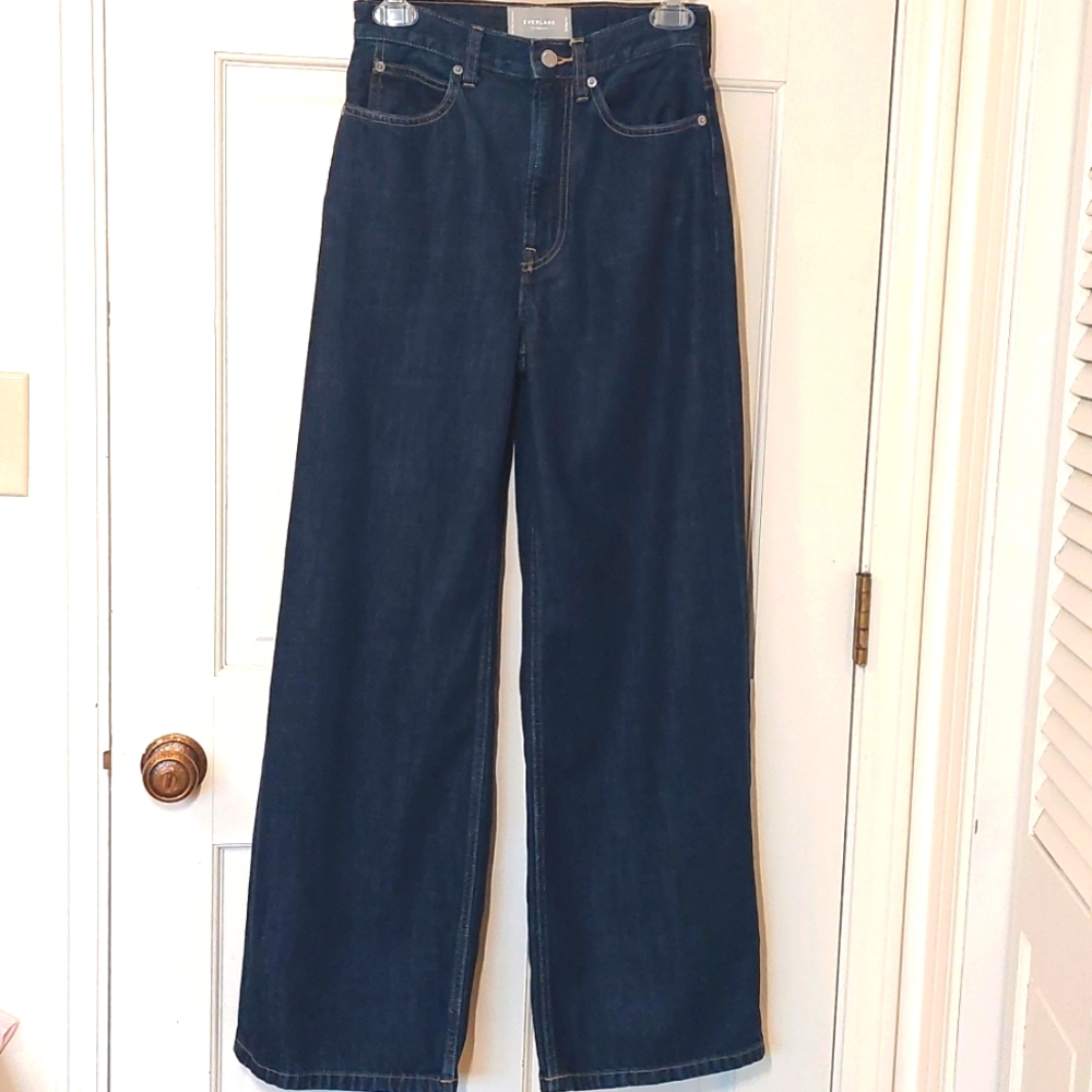 Everlane Baggy Jeans in Dark Blue Denim - Picture 2 of 10